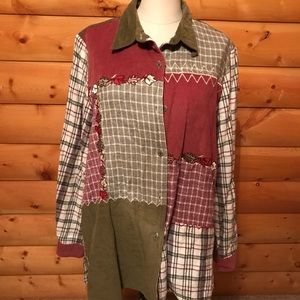 🛍 Blair flannel/corduroy shirt embroidered leaves